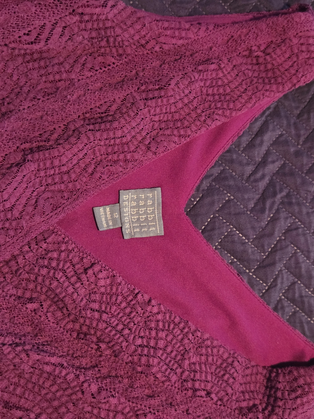 Rabbit Rabbit Rabbit Textured V-Neck Midi Dress in Magenta - Picture 8 of 10